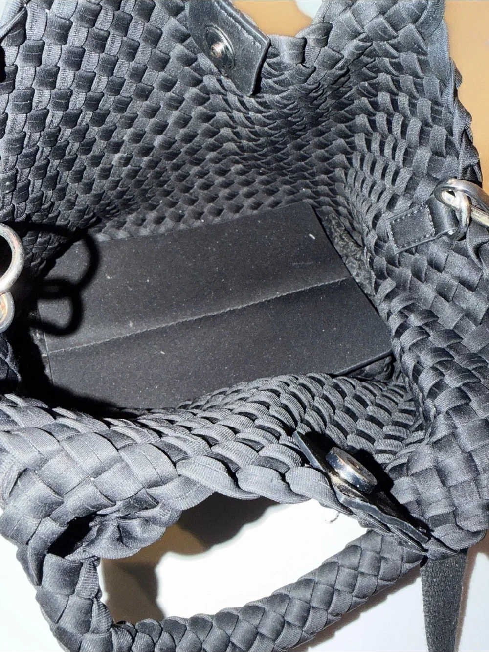 BCBG MAXAZARIA Woven Black Mini Tote Bag with Removable Strap